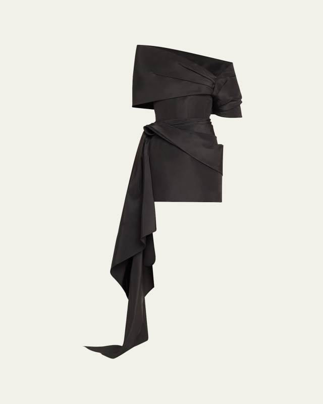 Draped Mini Cocktail Dress With Draped Stole